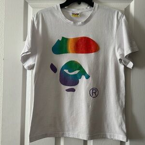 BAPE A Bathing Ape Rainbow Logo Shirt Size Medium